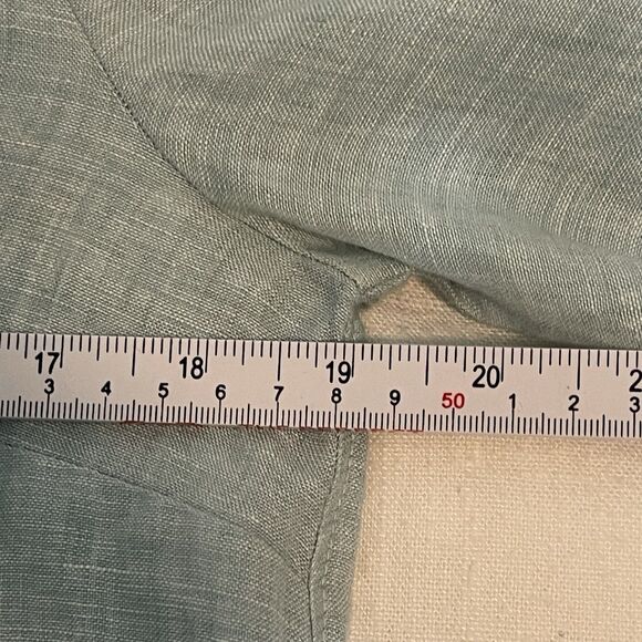 Maeve Anthropologie Blue Linen Lace Up Tab Sleeve Top Sz 2 - Picture 6 of 11